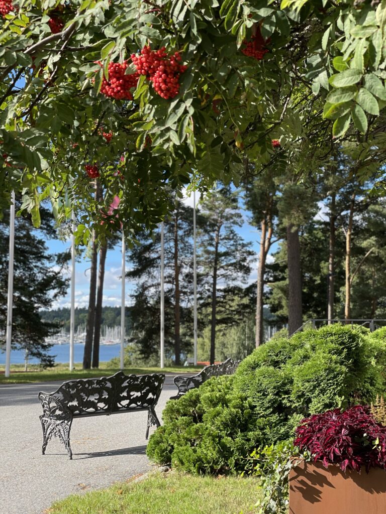 Sittplatser utanför det stora konferenshuset