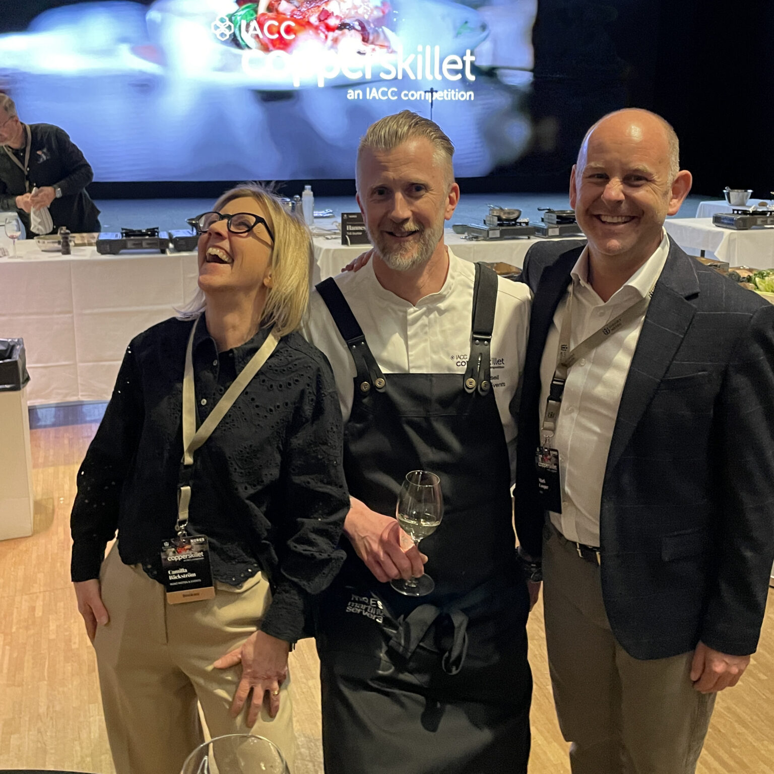 Camilla Bäckström, Hotelldirektör Runö Möten & Events, Mikael Forssell, kökschef Runö Möten & Events, Mark Cooper, Chief Executive Officer of IACC