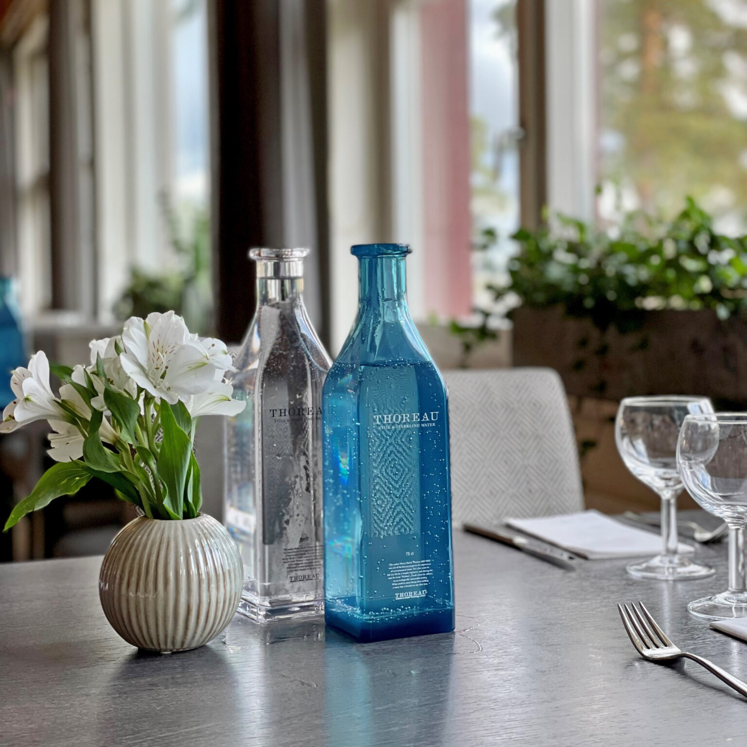 Filtrerat vatten tappas och serveras direkt i restaurangen på Runö Möten & Events